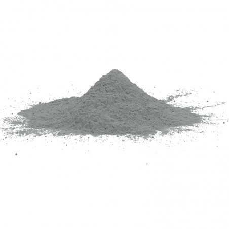 Un petit tas de poudre grise, posé sur un fond blanc, apparaît prêt à être mélangé ou utilisé. Un petit tas de poudre grise, posé sur un fond blanc, apparaît prêt à être mélangé ou utilisé.