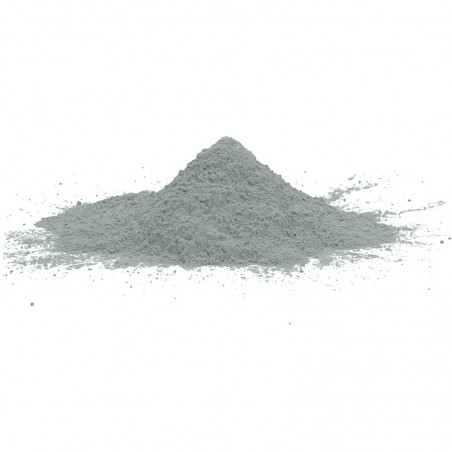 Un monticule de fine poudre grise repose sur une surface blanche, ressemblant à du ciment généralement utilisé pour la construct Un monticule de fine poudre grise repose sur une surface blanche, ressemblant à du ciment généralement utilisé pour la construct