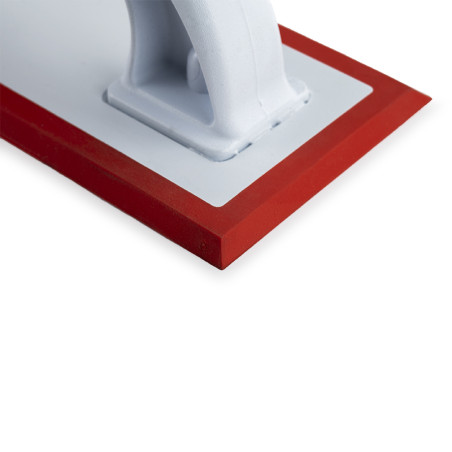 Auf einer ebenen Fläche steht ein weißer Schwimmer mit stabilem Griff. Es verfügt über eine rote Gummikante und eignet sich idea Auf einer ebenen Fläche steht ein weißer Schwimmer mit stabilem Griff. Es verfügt über eine rote Gummikante und eignet sich idea