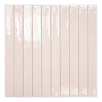 Een glanzende, langwerpige rechthoekige tegel wordt verticaal weergegeven tegen een effen, witte achtergrond, waardoor het gladd