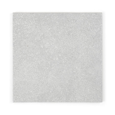 A square, light gray tile displays a textured surface with speckled patterns, sitting against a plain white background.