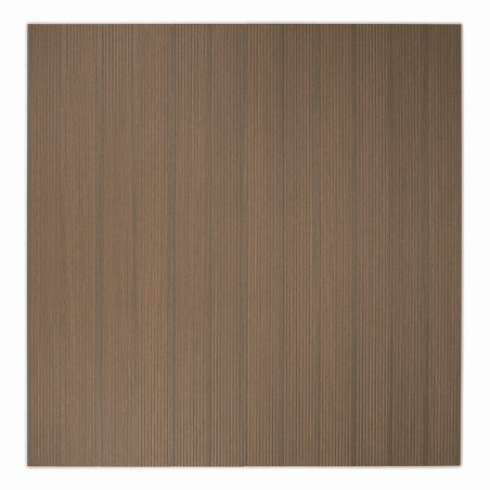 A square tile features a uniform pattern of thin, vertical, brown stripes, creating a textured effect in a minimalist design.