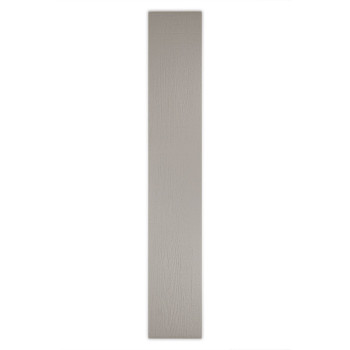 Un carreau rectangulaire à la texture gris clair semblable à celle du bois se dresse verticalement sur un fond blanc, soulignant