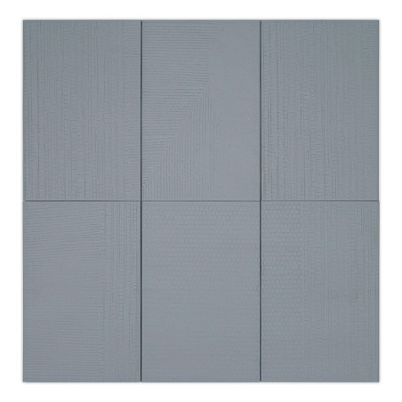 O ladrilho apresenta seis seções retangulares com texturas lineares variadas, dispostas em um padrão de grade, criando uma super