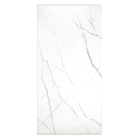A rectangular tile features light gray, marble-like veining patterns on a pristine white background, serving a sleek, minimalist
