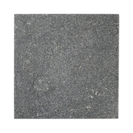 Un carreau carré gris avec une surface texturée semblable à de la pierre. il semble stationnaire et est isolé sur un fond blanc Un carreau carré gris avec une surface texturée semblable à de la pierre. il semble stationnaire et est isolé sur un fond blanc