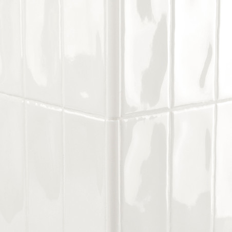 Les carreaux blancs brillants, réfléchissant la lumière, forment un angle vif dans un mur propre et bien éclairé. Les carreaux blancs brillants, réfléchissant la lumière, forment un angle vif dans un mur propre et bien éclairé.