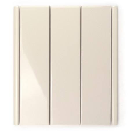 El objeto es un azulejo rectangular brillante de color crema con tres ranuras verticales, que crean una apariencia de panel sobr El objeto es un azulejo rectangular brillante de color crema con tres ranuras verticales, que crean una apariencia de panel sobr