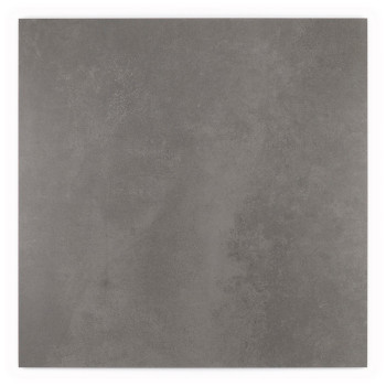 Le carreau carré gris, lisse et légèrement texturé, repose sur un fond blanc uni, suggérant un décor de design moderne et minima