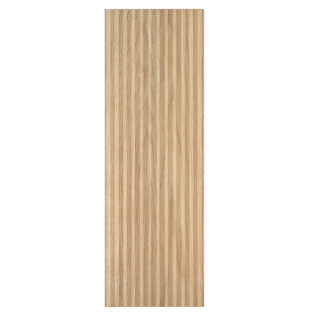 Los azulejos rectangulares presentan franjas verticales paralelas de vetas de madera clara y oscura. Parece plano y liso, adecua