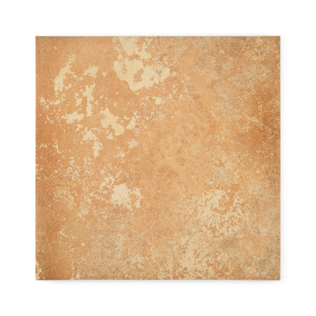Un azulejo de cerámica cuadrado muestra un patrón texturizado y moteado en tonos terrosos de marrón y beige, imitando superficie Un azulejo de cerámica cuadrado muestra un patrón texturizado y moteado en tonos terrosos de marrón y beige, imitando superficie