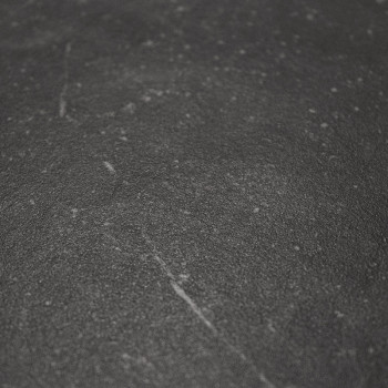 A dark gray tile displays a textured surface with subtle white veining, suggesting a stone-like appearance suitable for flooring