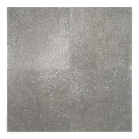 Ladrilho quadrado cinza com textura sutil de pedra, parecendo sólido e uniforme, colocado sobre um fundo branco liso. Ladrilho quadrado cinza com textura sutil de pedra, parecendo sólido e uniforme, colocado sobre um fundo branco liso.