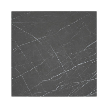 Carrelage carré gris foncé avec des motifs de veines blanches et irrégulières ressemblant à du marbre, suggérant un design sophi