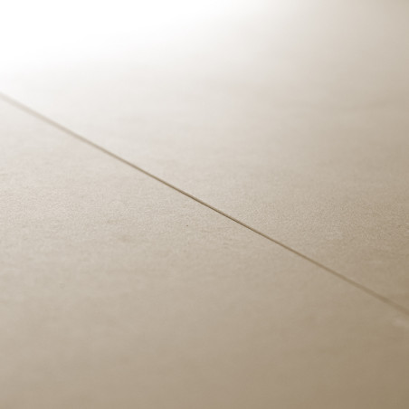 Un carreau lisse et beige repose sur une surface plane, présentant une ligne de coulis subtile et droite divisant sa surface sou Un carreau lisse et beige repose sur une surface plane, présentant une ligne de coulis subtile et droite divisant sa surface sou