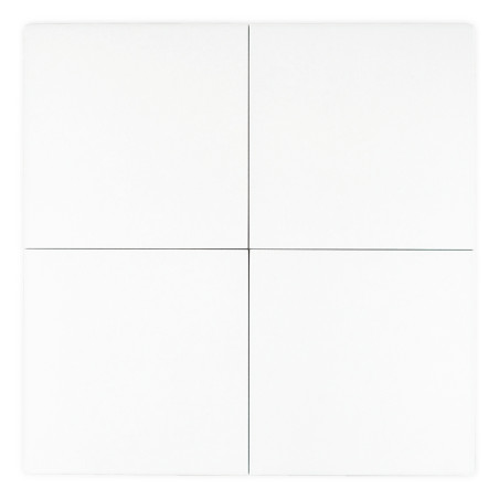 Quatro ladrilhos brancos lisos formam uma grade quadrada. Os ladrilhos são separados por linhas estreitas de argamassa preta, cr Quatro ladrilhos brancos lisos formam uma grade quadrada. Os ladrilhos são separados por linhas estreitas de argamassa preta, cr