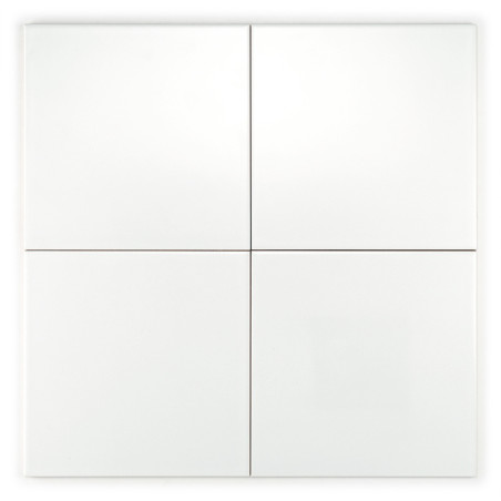 Four plain, white tiles arranged in a two-by-two grid, forming a seamless square pattern, creating a minimalist appearance. Four plain, white tiles arranged in a two-by-two grid, forming a seamless square pattern, creating a minimalist appearance.
