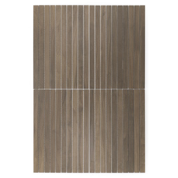 Le carreau rectangulaire marron présente des rainures verticales semblables à du bois, disposées uniformément sur sa surface, su