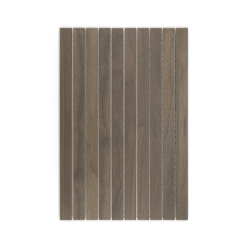 Le carreau rectangulaire marron présente des rainures verticales semblables à du bois, disposées uniformément sur sa surface, su