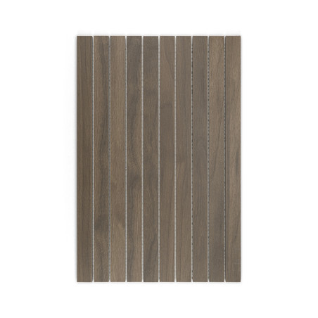 Le carreau rectangulaire marron présente des rainures verticales semblables à du bois, disposées uniformément sur sa surface, su Le carreau rectangulaire marron présente des rainures verticales semblables à du bois, disposées uniformément sur sa surface, su