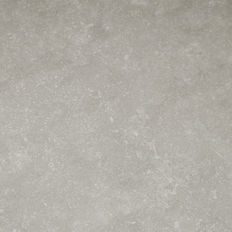 Un carreau de pierre lisse et gris clair présente des textures et des variations mouchetées subtiles, offrant un aspect naturel 