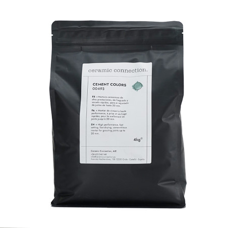 Die schwarze Verpackung enthält Harz-Zement-Pulver mit der Aufschrift „Keramikverbindung. ZEMENTFARBEN 00493, 4 kg“ für Boden- u Die schwarze Verpackung enthält Harz-Zement-Pulver mit der Aufschrift „Keramikverbindung. ZEMENTFARBEN 00493, 4 kg“ für Boden- u