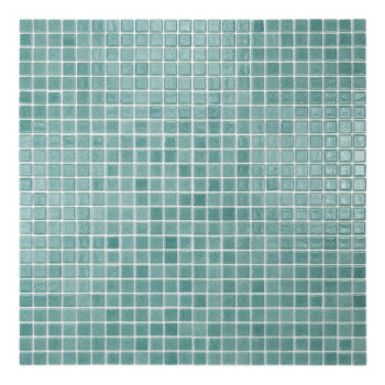 Petits carreaux carrés sarcelle disposés selon un motif en grille, créant une apparence de mosaïque calme et uniforme.