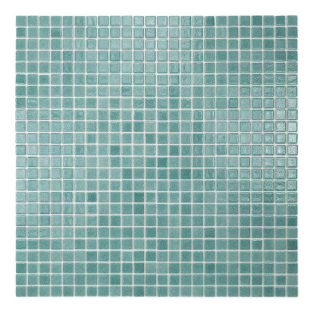 Petits carreaux carrés sarcelle disposés selon un motif en grille, créant une apparence de mosaïque calme et uniforme.