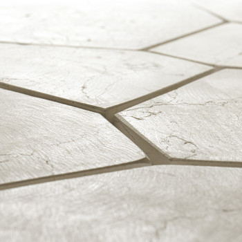 Los azulejos de piedra hexagonales se encuentran en un patrón texturizado sin costuras, creando una superficie suave y unificada
