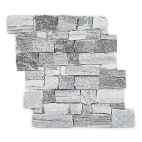 Los azulejos de piedra rectangulares están apilados en un patrón escalonado, mostrando varios tonos de gris en un diseño plano. Los azulejos de piedra rectangulares están apilados en un patrón escalonado, mostrando varios tonos de gris en un diseño plano.