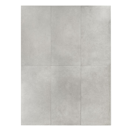 Seis azulejos grises rectangulares dispuestos en una ordenada cuadrícula, formando una superficie lisa y continua con sutiles va