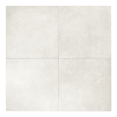 Quatre carreaux de céramique gris clair sont uniformément disposés dans une grille 2x2, créant une surface lisse et monochromati