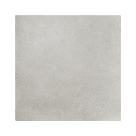 Le carreau carré présente une surface lisse gris clair avec une texture subtile. sur un fond blanc uni.