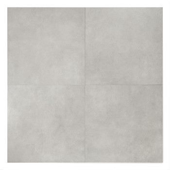 Le carreau carré présente une surface lisse gris clair avec une texture subtile. sur un fond blanc uni.