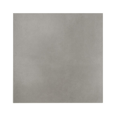A square, smooth gray tile is resting on a white background, displaying a matte finish, suitable for flooring or wall applicatio