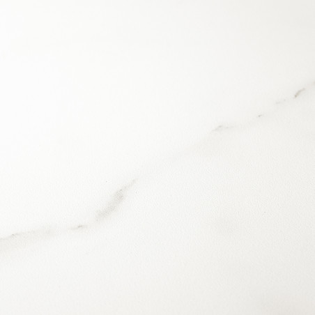 Un azulejo blanco liso presenta un sutil veteado gris, creando una apariencia tranquila y minimalista adecuada para espacios int