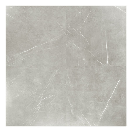 Carrelage en marbre gris avec de subtiles veines blanches, créant une apparence élégante et sophistiquée, adaptée aux revêtement