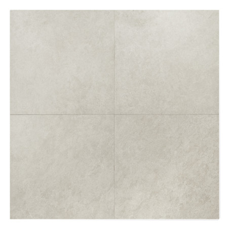 Four light gray, square tiles form a larger square, arranged evenly with visible grout lines, creating a minimalist, neutral bac