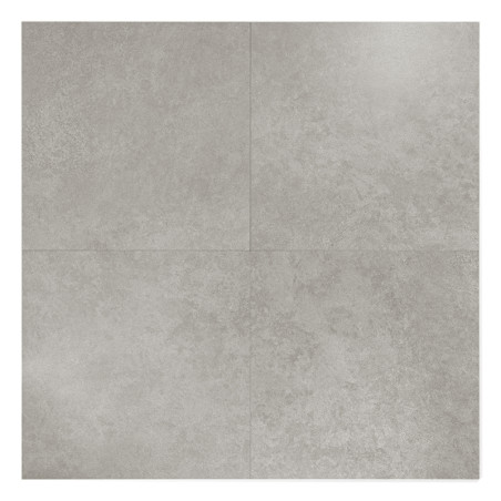 Quatre carreaux de céramique gris clair forment un carré homogène, présentant des textures et des variations subtiles, adaptées 