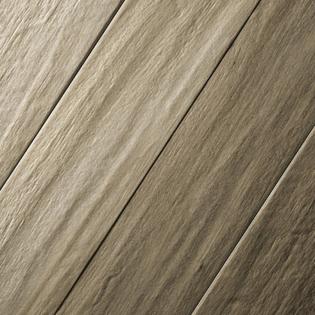 azulejos de madera con una superficie texturizada recorren la imagen en diagonal, creando un patrón entrelazado en un color marr