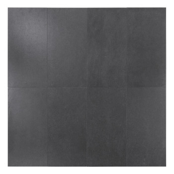 L'image montre huit carreaux noirs mats disposés dans une grille rectangulaire, formant un motif homogène, sur un fond blanc uni