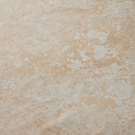 Tile displays a textured, mottled surface with beige and light brown tones, creating a natural stone-like appearance, suitable f