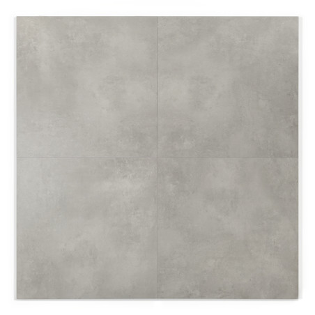Quatre carreaux carrés gris clair forment un carré plus grand, affichant une surface lisse et légèrement marbrée, disposée symét