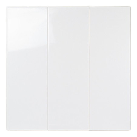 Trois carreaux blancs rectangulaires brillants sont alignés verticalement, formant une surface lisse et homogène. Ils créent un 
