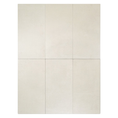 Six rectangular, cream-colored tiles are arranged in two rows and three columns, creating a smooth, minimalist surface with subt