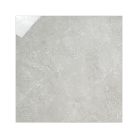 Un azulejo cerámico cuadrado de color gris claro con sutiles vetas blancas que imita la textura del mármol, creando un acabado r Un azulejo cerámico cuadrado de color gris claro con sutiles vetas blancas que imita la textura del mármol, creando un acabado r