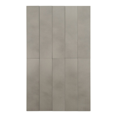Nueve azulejos rectangulares de color gris mate dispuestos en un patrón de cuadrícula de 3x3. cada mosaico se alarga verticalmen