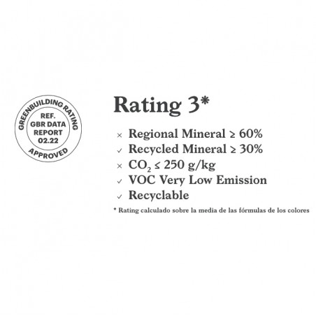 Het zegel geeft Rating 3* aan, waarbij de nadruk wordt gelegd op het regionale mineraalgehalte, het gebruik van gerecyclede mine Het zegel geeft Rating 3* aan, waarbij de nadruk wordt gelegd op het regionale mineraalgehalte, het gebruik van gerecyclede mine