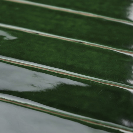 Glossy green rectangular tiles aligned in parallel rows, reflecting light, create a smooth, uniform pattern within an indoor set Glossy green rectangular tiles aligned in parallel rows, reflecting light, create a smooth, uniform pattern within an indoor set