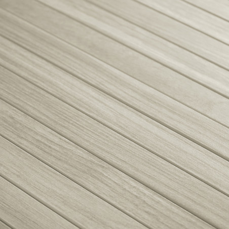 Beigefarbene Fliesen mit horizontal verlaufender holzähnlicher Textur, die ein nahtloses Muster bilden. Die Umgebung erscheint i Beigefarbene Fliesen mit horizontal verlaufender holzähnlicher Textur, die ein nahtloses Muster bilden. Die Umgebung erscheint i